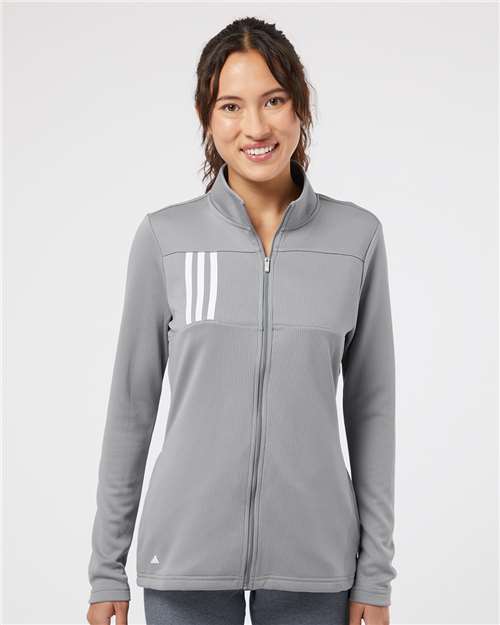 Grey Three/ White Women's 3-Stripes Double Knit Full-Zip - A483