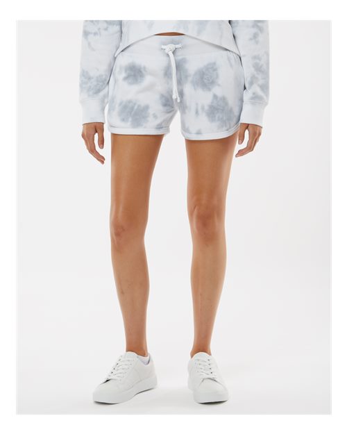 Grey Tie Dye Women's Fleece Shorts - 8856