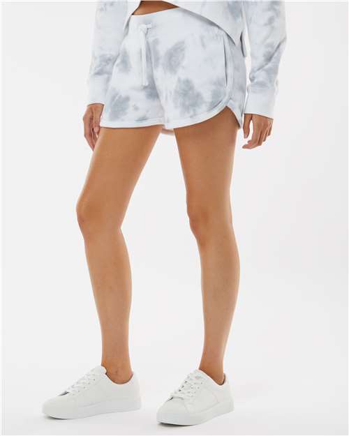 Grey Tie Dye Women's Fleece Shorts - 8856
