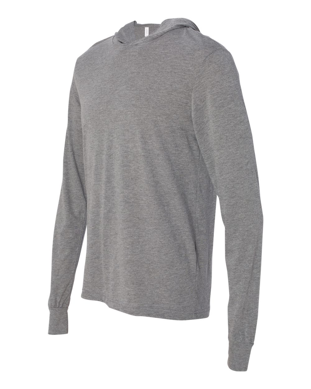 Grey Triblend Jersey Hooded Long Sleeve Tee - 3512