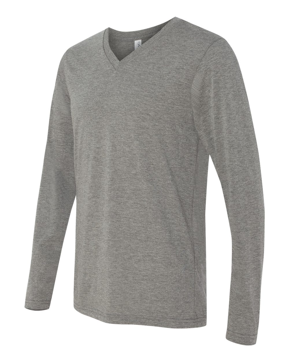 Grey Triblend Long Sleeve V-Neck Tee - 3425