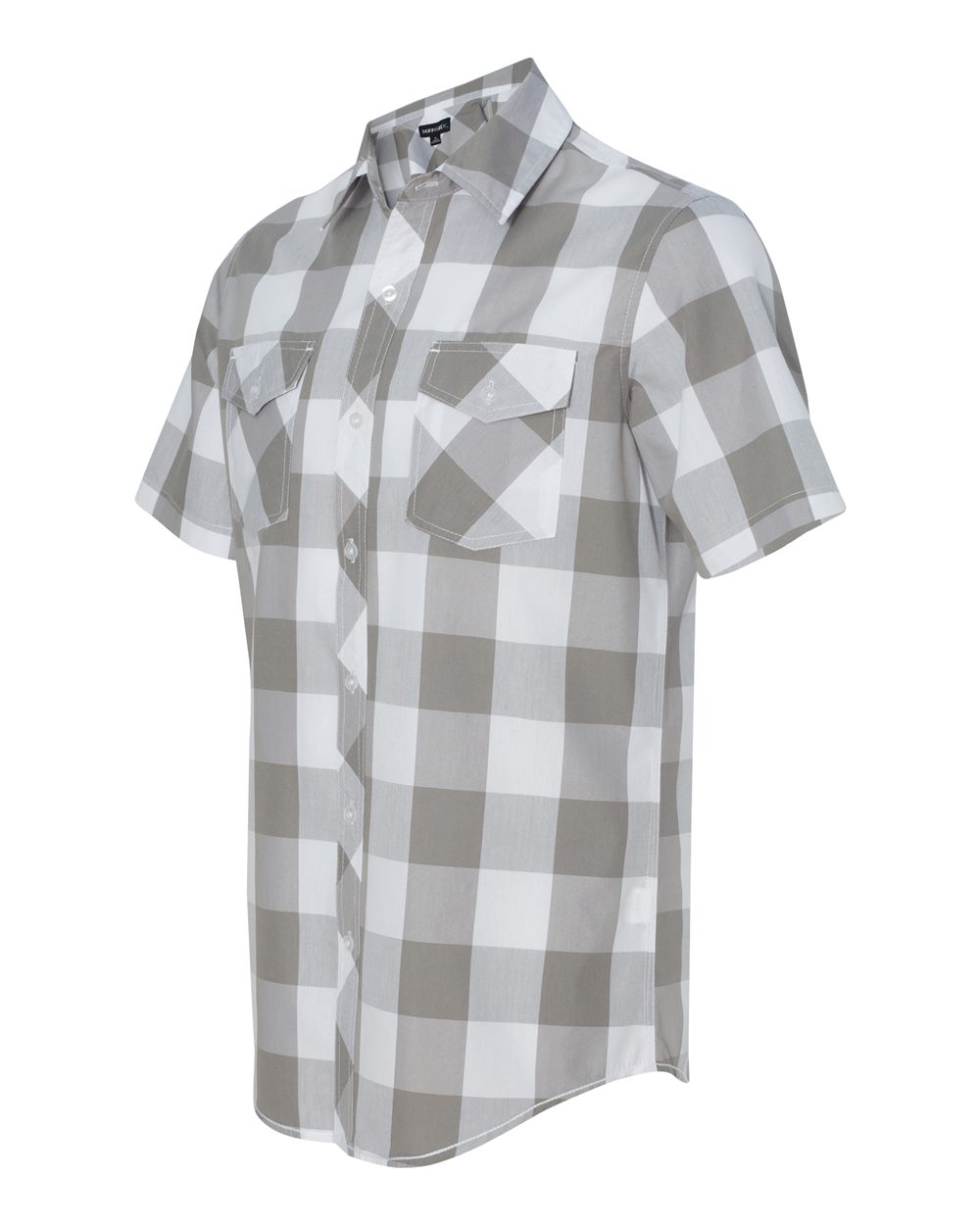 Grey/ White Buffalo Plaid Short Sleeve Shirt - 9203