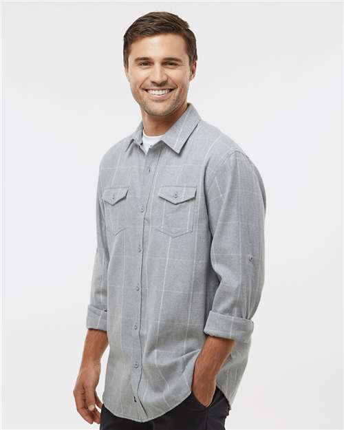Grey/ White Yarn-Dyed Flannel Shirt - 8210