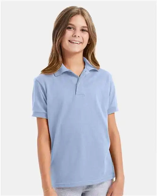 Hanes 054y Youth Ecosmart® Jersey Polo - Light Blue