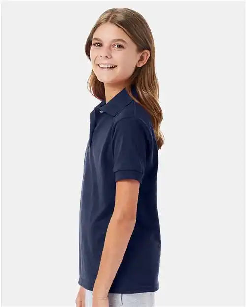 Hanes 054y Youth Ecosmart® Jersey Polo - Navy