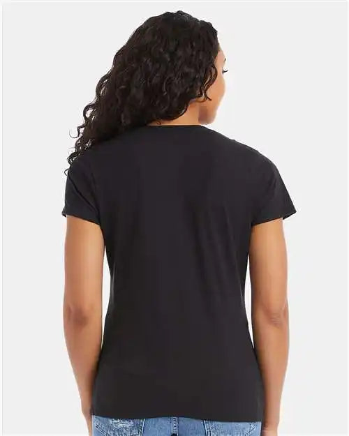 Hanes 42vt Perfect-t Women’s Triblend V-neck T-shirt - Black