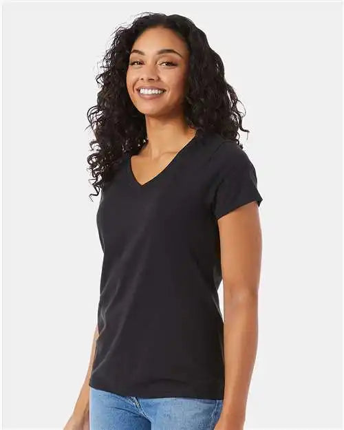 Hanes 42vt Perfect-t Women’s Triblend V-neck T-shirt - Black