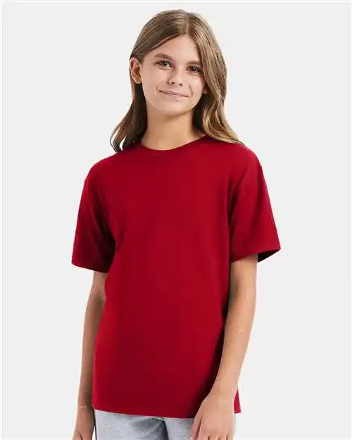 Hanes 498y Perfect-t Youth T-shirt - Deep Red