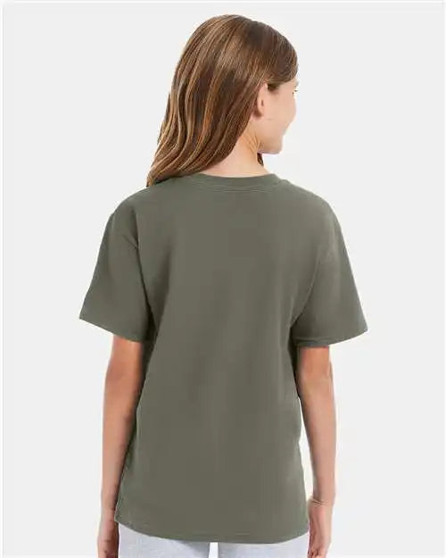 Hanes 498y Perfect-t Youth T-shirt - Fatigue Green - Xs