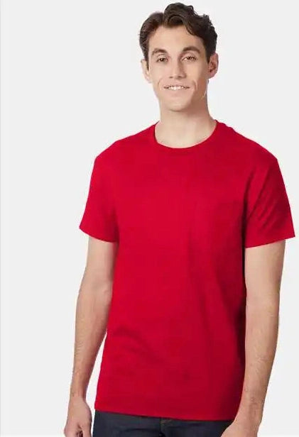 Hanes 5590 Authentic Pocket T-shirt - Deep Red