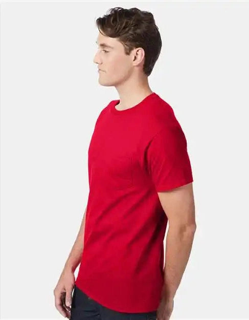 Hanes 5590 Authentic Pocket T-shirt - Deep Red