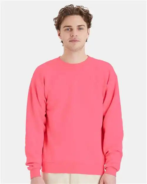 Hanes P160 Ecosmart® Crewneck Sweatshirt - Safety Pink