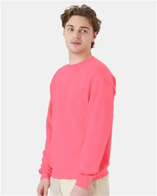 Hanes P160 Ecosmart® Crewneck Sweatshirt - Safety Pink