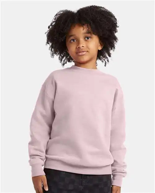 Hanes P360 Ecosmart® Youth Crewneck Sweatshirt - Pale Pink