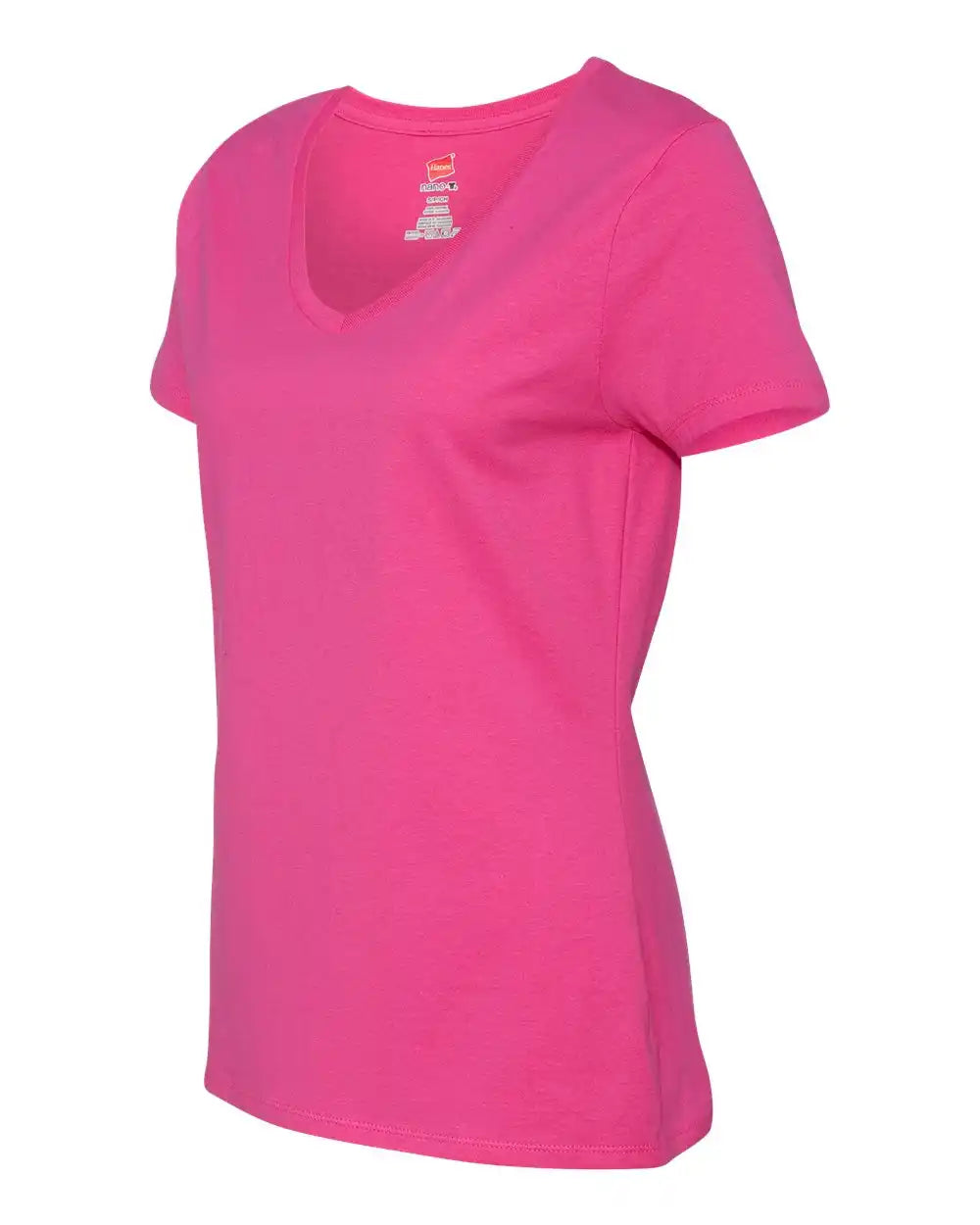 Hanes S04v Perfect-t Women’s V-neck T-shirt - Wow Pink - Xs