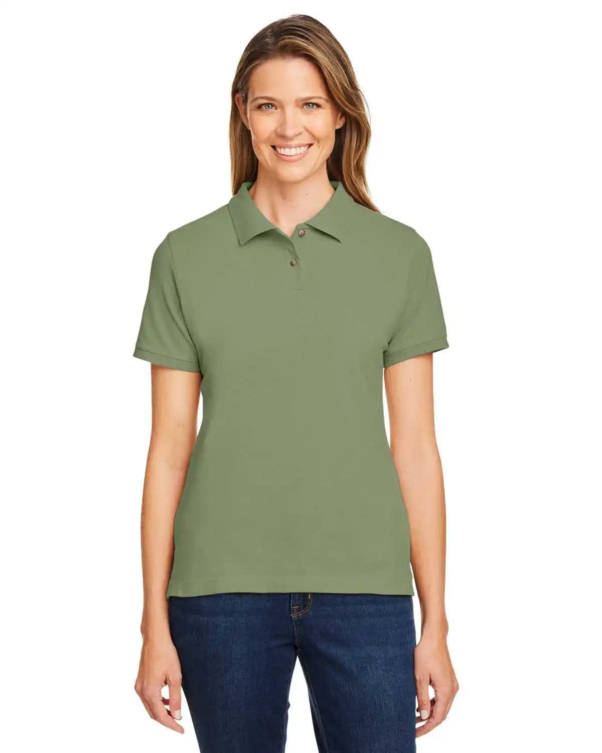 Harriton M200w Ladies’ 6 Oz Ringspun Cotton Pique Short-sleeve Polo - Dill