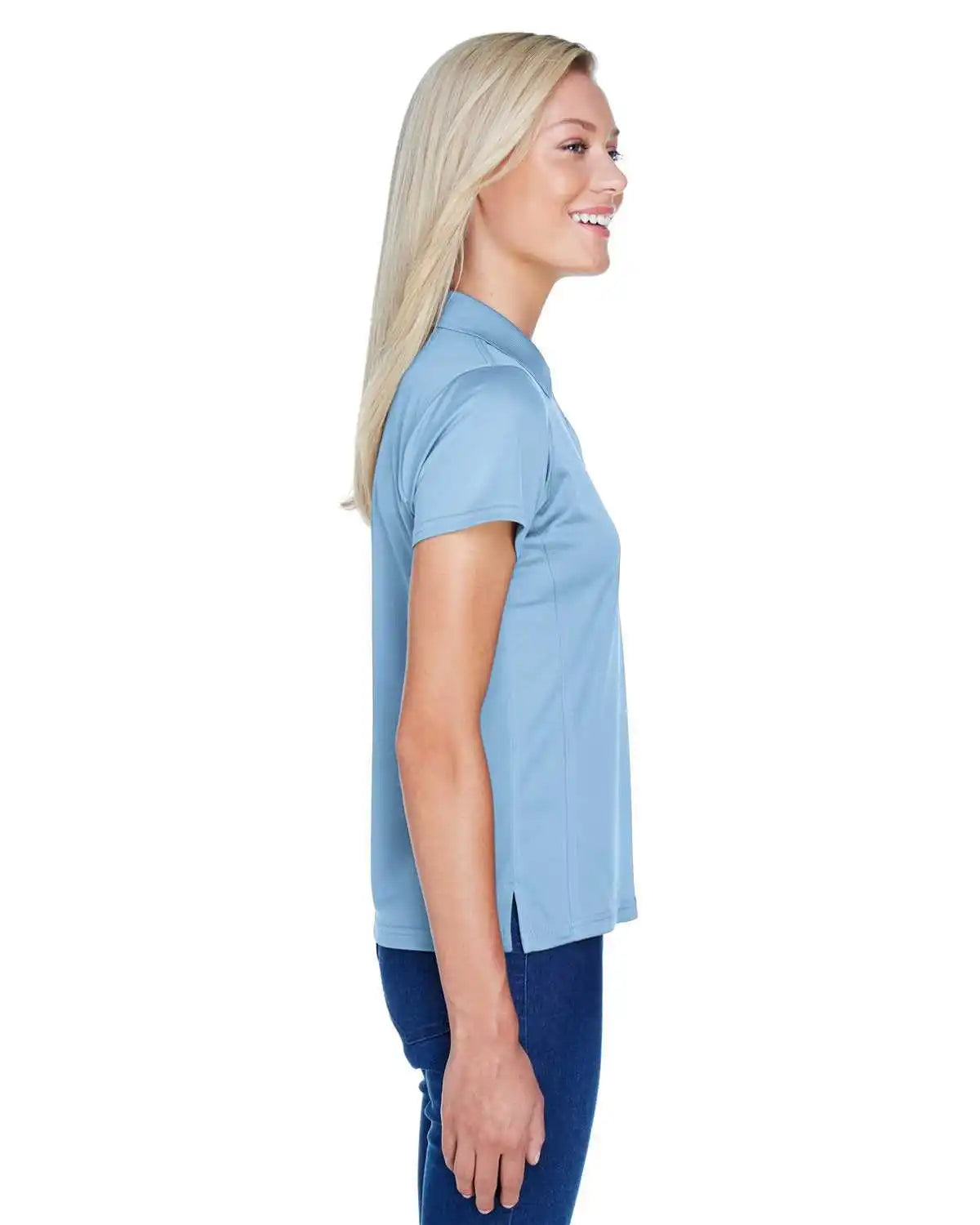 Harriton M315w Ladies’ 4 Oz Polytech Polo - Light Blue