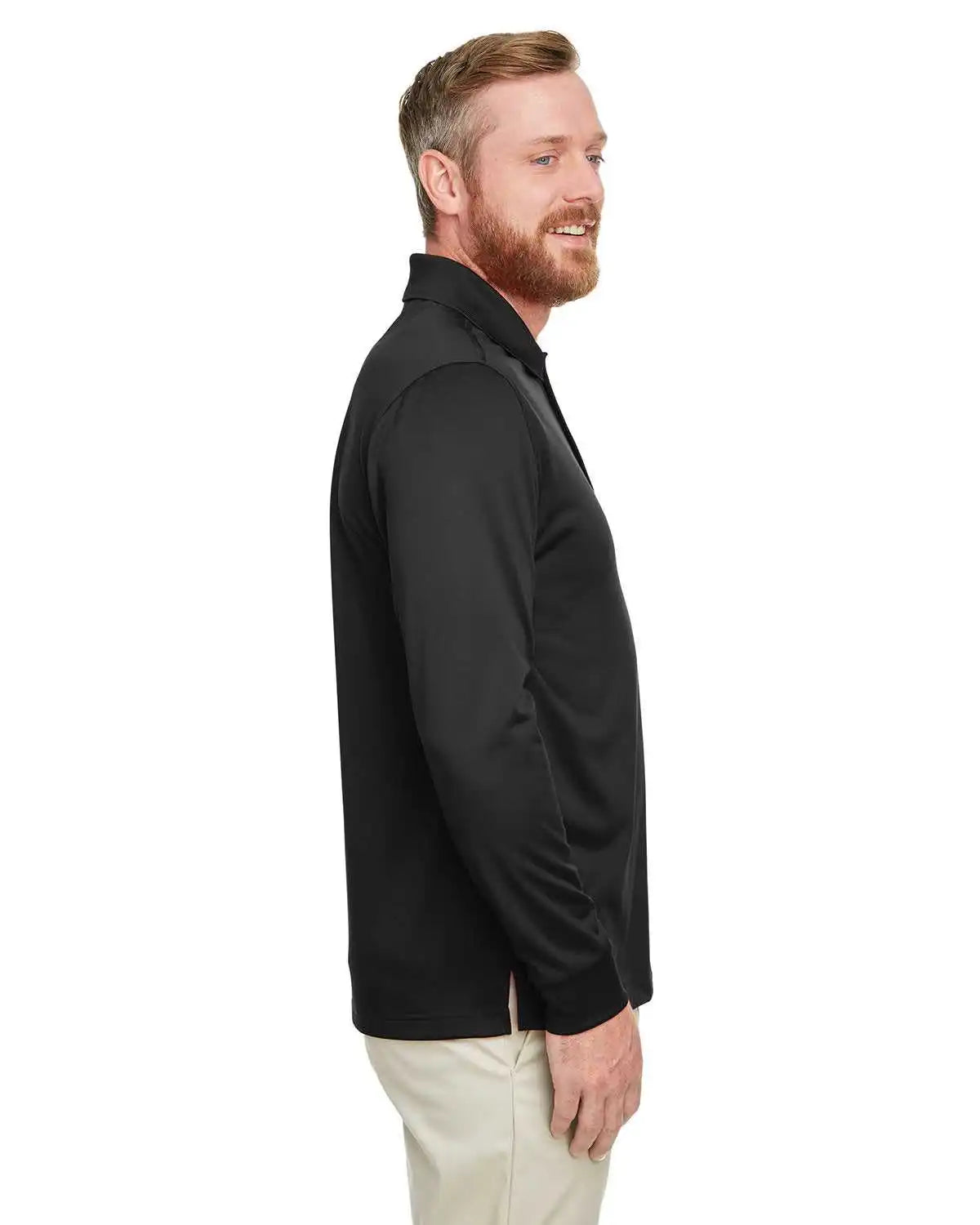 Harriton M348l Men’s Advantage Snag Protection Plus Il Long Sleeve Polo - Black