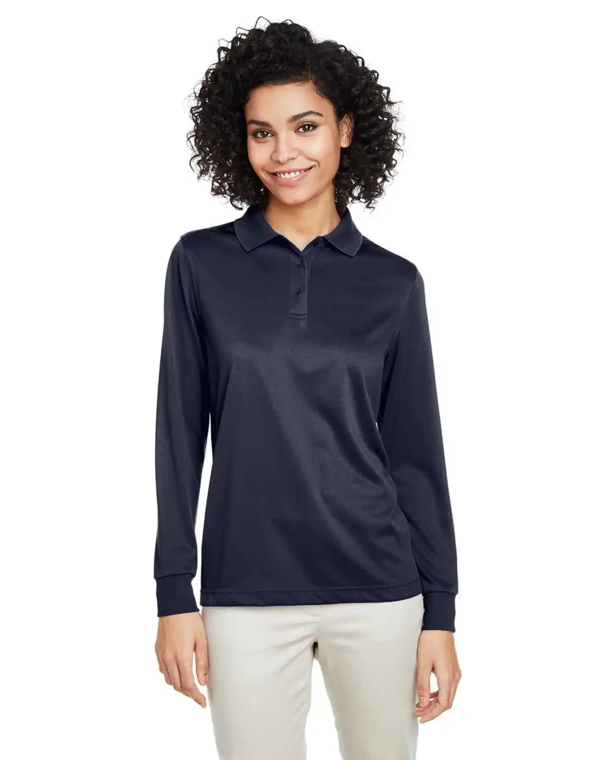 Harriton M348lw Ladies’ Advantage Snag Protection Plus Il Long Sleeve Polo - Dark Navy - Ladies Xl