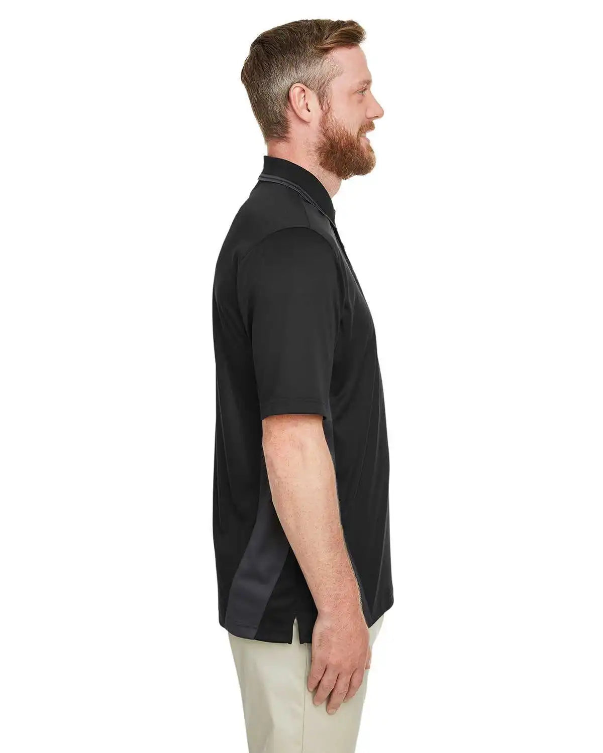 Harriton M386 Men’s Flash Snag Protection Plus Il Colorblock Polo - Black Dark Charcoal