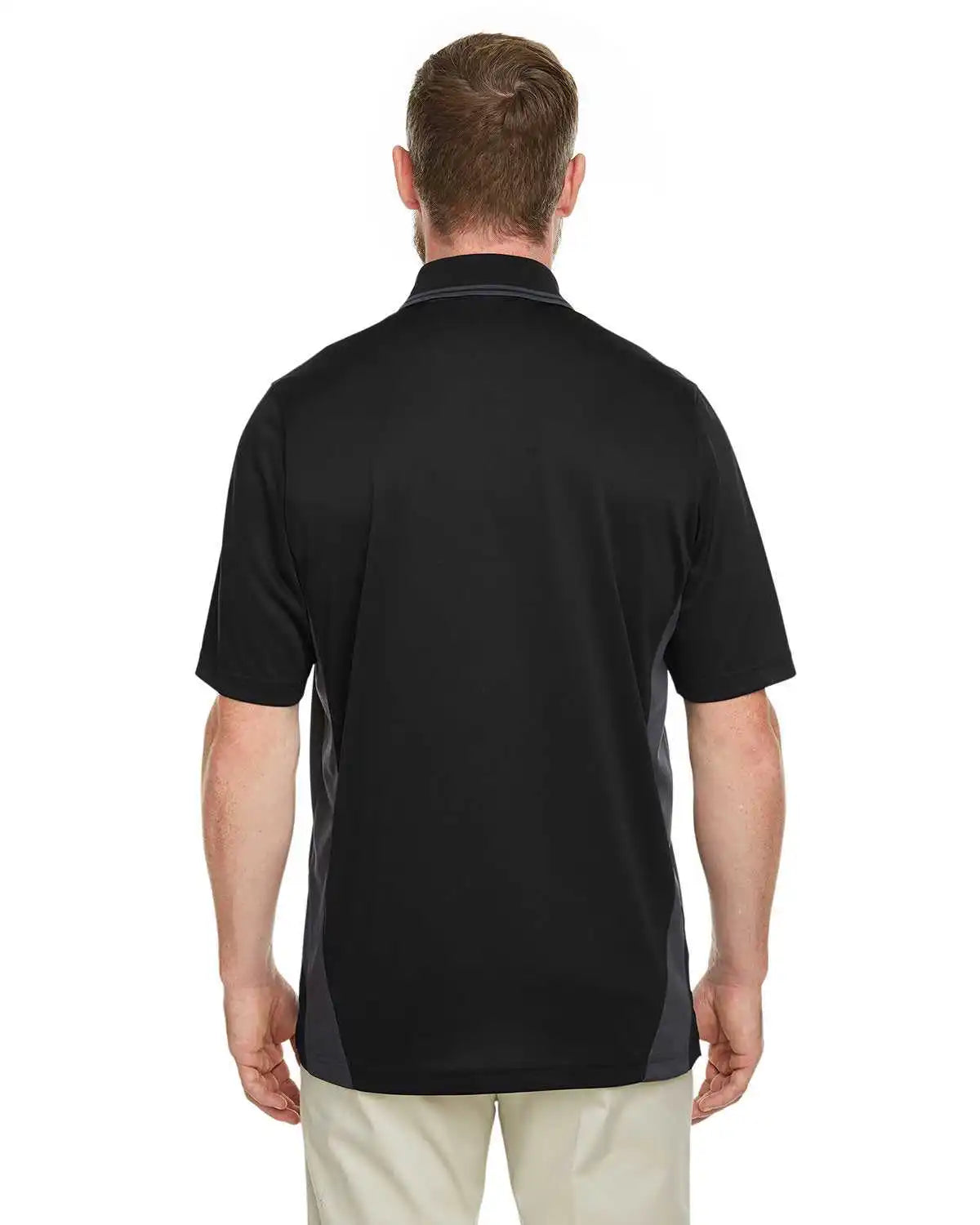 Harriton M386 Men’s Flash Snag Protection Plus Il Colorblock Polo - Black Dark Charcoal