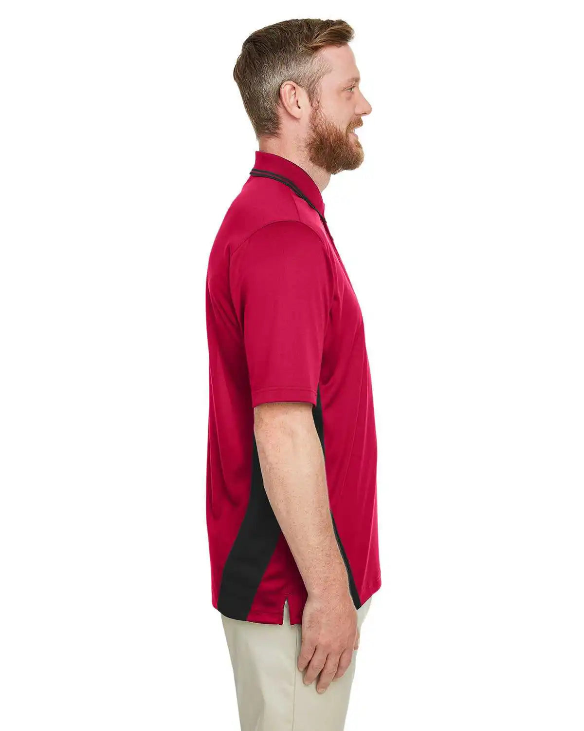 Harriton M386 Men’s Flash Snag Protection Plus Il Colorblock Polo - Red Black