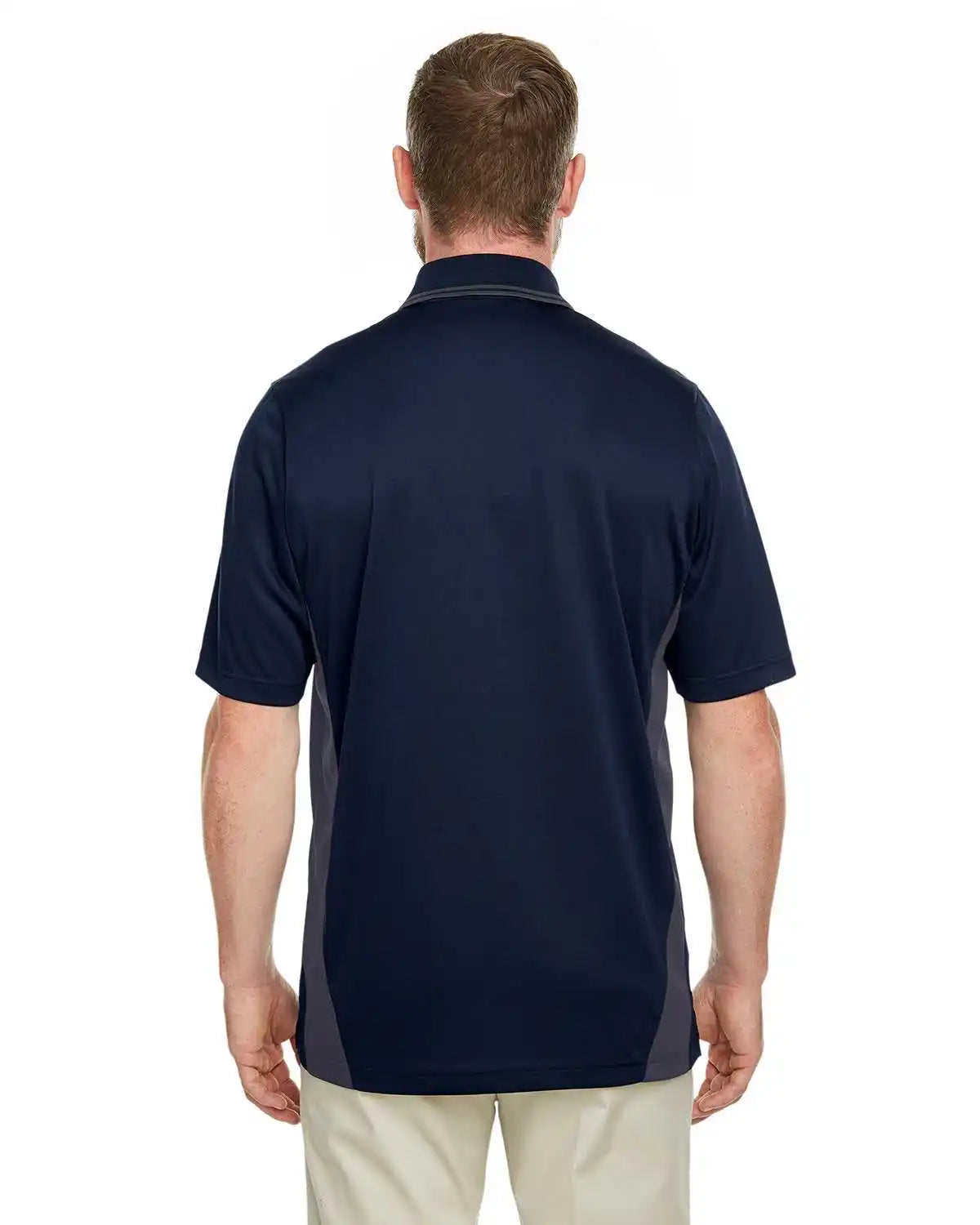Harriton M386 Men’s Flash Snag Protection Plus Il Colorblock Polo - Dark Navy Charcoal