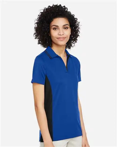 Harriton M386w Women’s Flash Snag Protection Plus Il Colorblock Polo - True Royal Black