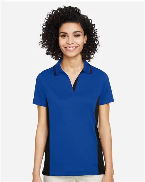 Harriton M386w Women’s Flash Snag Protection Plus Il Colorblock Polo - True Royal Black