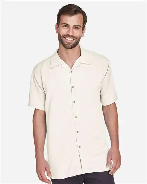 Harriton M570 Men’s Bahama Cord Camp Shirt - Cream