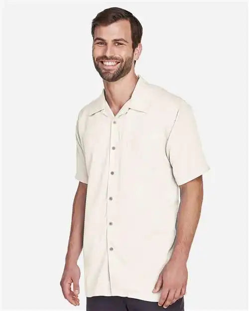 Harriton M570 Men’s Bahama Cord Camp Shirt - Cream