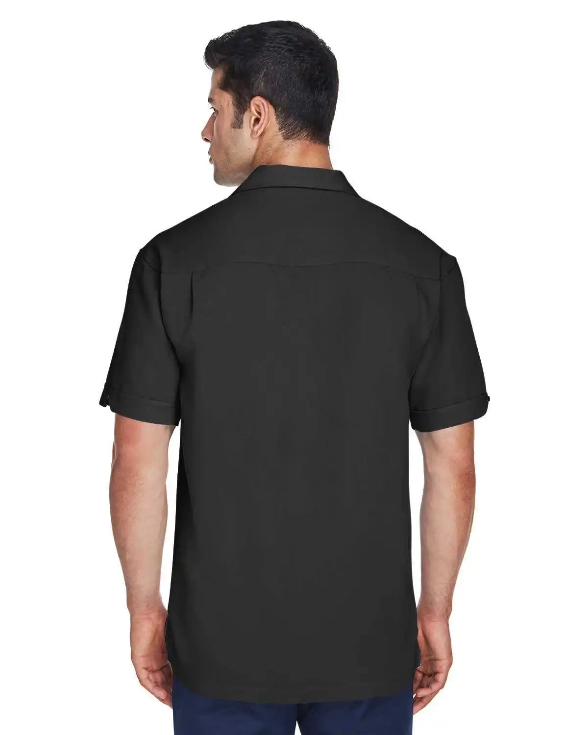 Harriton M575 Men’s Two-tone Bahama Cord Camp Shirt - Black Creame