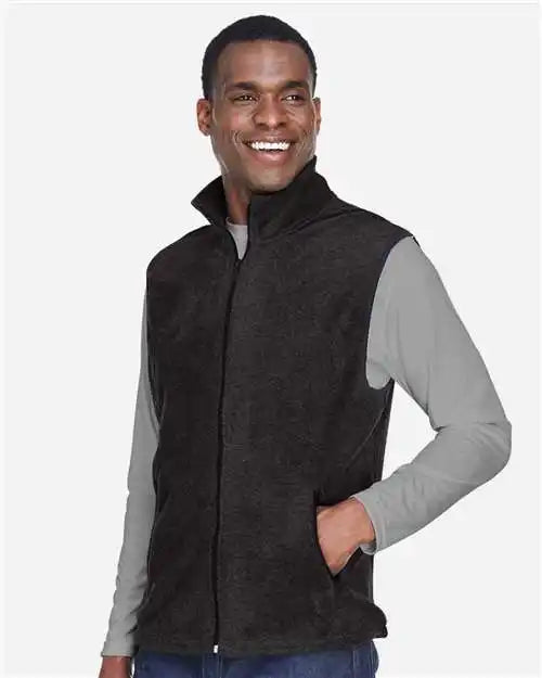 Harriton M985 Unisex Fleece Full-zip Vest - Black
