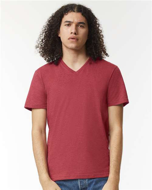 Heather Cardinal CVC V-Neck Tee - 2006CVC