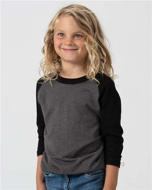 Heather Charcoal/ Black Youth Raglan T-Shirt - 245Y