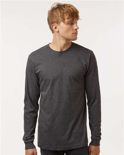 Heather Charcoal Fine Jersey Long Sleeve T-Shirt - 202LS