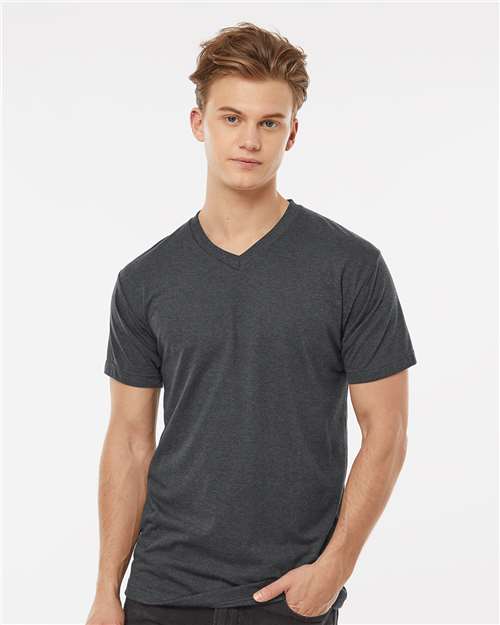Heather Charcoal Poly-Rich V-Neck T-Shirt - 207