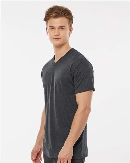 Heather Charcoal Poly-Rich V-Neck T-Shirt - 207