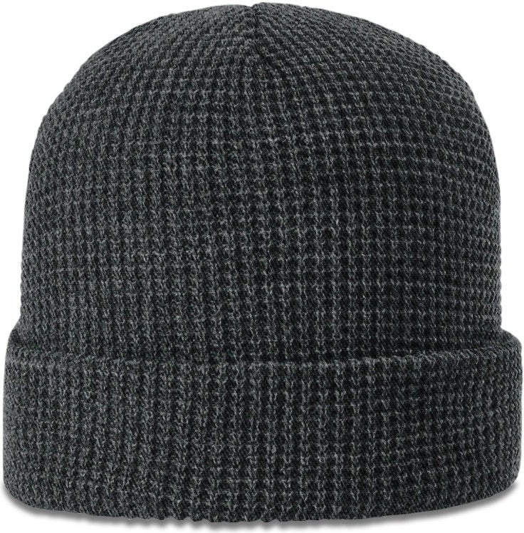 Heather Charcoal Waffle Knit Beanie with Cuff