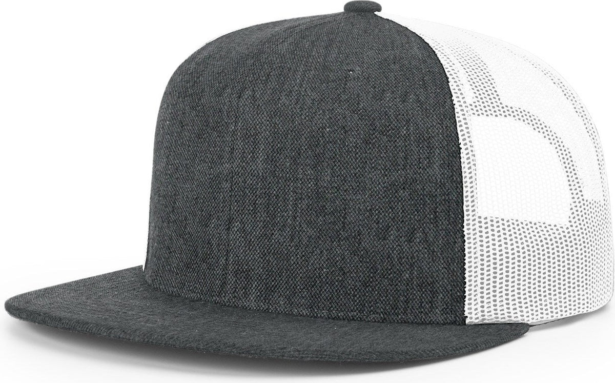 Heather Charcoal/White Acrylic-Wool Blend Flatbill Trucker