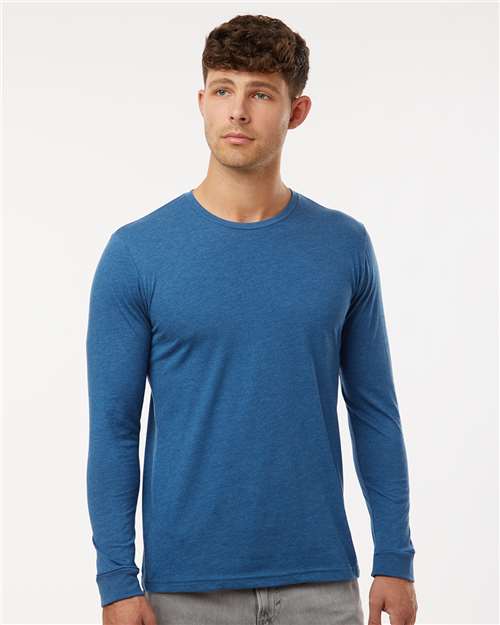 Heather Cool Blue CVC Long Sleeve T-Shirt - 6211