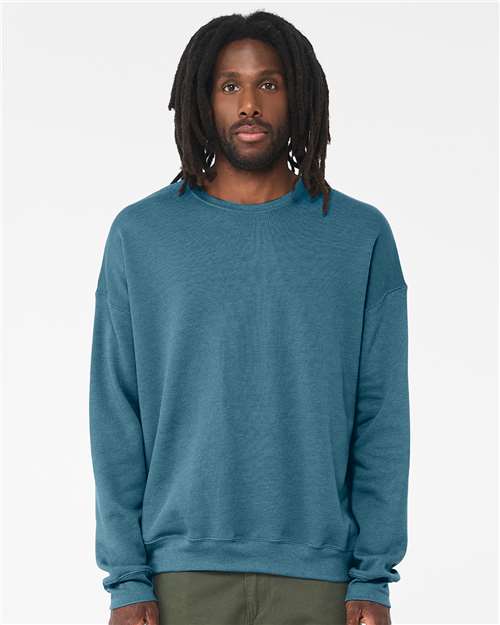 Heather Deep Teal Sponge Fleece Drop Shoulder Crewneck Sweatshirt - 3945