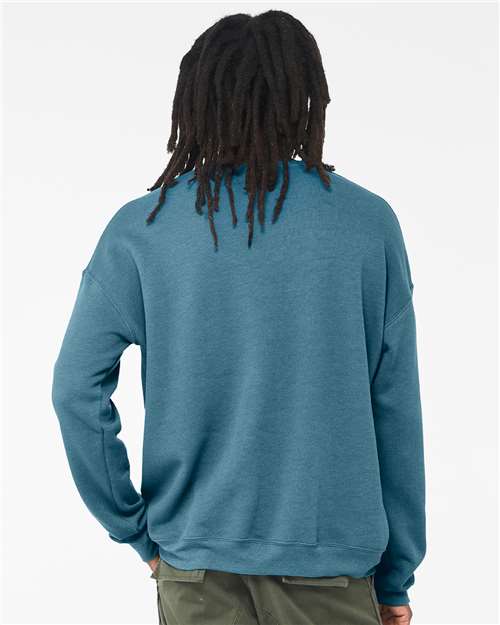 Heather Deep Teal Sponge Fleece Drop Shoulder Crewneck Sweatshirt - 3945
