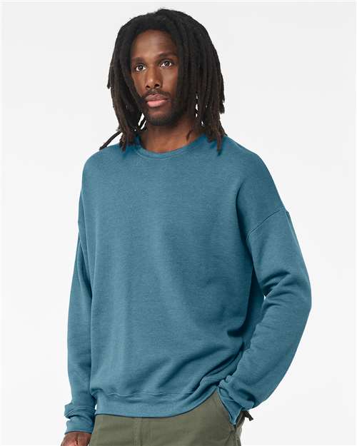 Heather Deep Teal Sponge Fleece Drop Shoulder Crewneck Sweatshirt - 3945