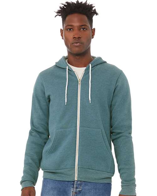 Heather Deep Teal Sponge Fleece Full-Zip Hoodie - 3739