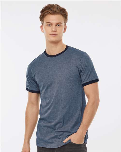Heather Denim/ Navy Fine Jersey Ringer T-Shirt - 246