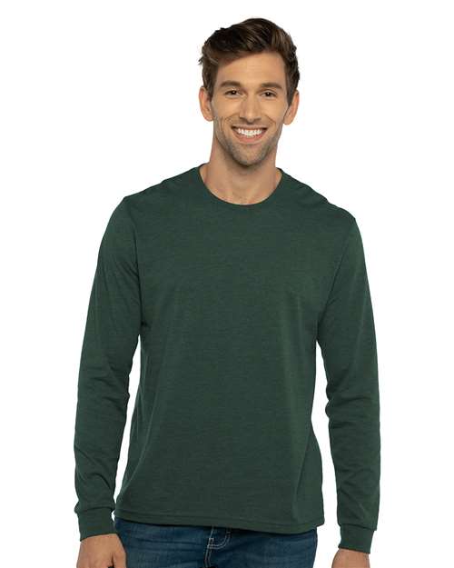Heather Forest Green Sueded Long Sleeve T-Shirt - 6411