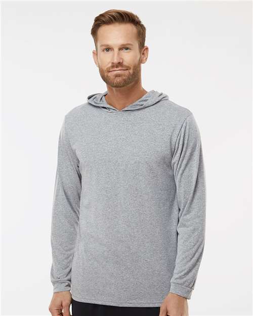 Heather Grey Bahama Performance Hooded Long Sleeve T-Shirt - 220