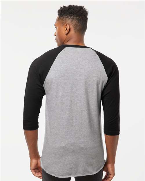 Heather Grey/ Black Fine Jersey Raglan T-Shirt - 245