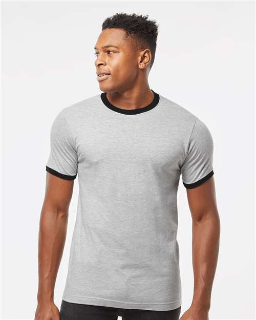 Heather Grey/ Black Fine Jersey Ringer T-Shirt - 246